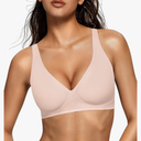 OEAK Womens Deep V Bras Wireless Comfortable Bra Supportive No Underwire Bras Tshirt Push Up Bralettes Plunge Seamless Bra ,Size S