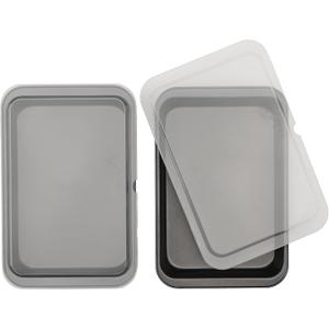 GoodCook Set of 2 Nonstick Steel 13" x 9" Cake Baking Pans with Covers, Gray