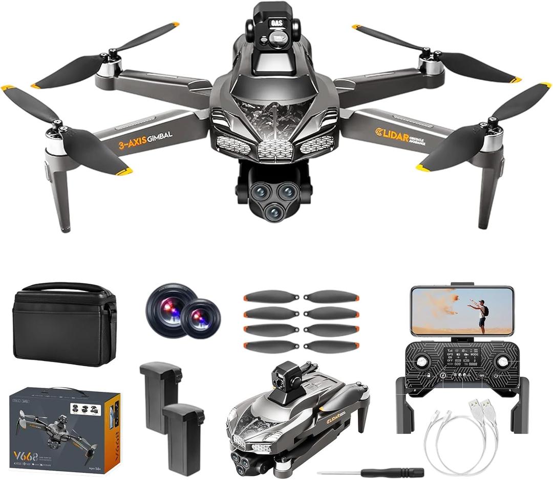 5G Brushless Drone with Camera for Adults 4K, 8K GPS FPV Drone with 3-Axis Gimbal & 360 Obstacle Avoidance - Foldable RC Drones for Adults, 5KM Transmission, 60min Flight, Auto Return (Sliver)