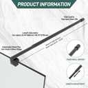 Shower Door Support Bar, 27.5'' to 47.2'' Telescopic Stainless Steel Wall-to-Glass Support Bar for 1/4"(6mm) to 3/8"(10mm) Thick Glass, Fixed Panel Support Rod, Matte Black