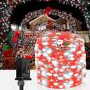 66Ft 200 LED Christmas Fairy Lights Plug in, Red and White Waterproof String Lights for Outdoor & Indoor 8 Modes with Timer Bedroom Decor, Twinkle Lights for Bedroom Party Tree Christmas Decorations