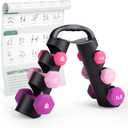 LIONSCOOL Set of 2 Neoprene Coated Dumbbell Hand Weights, Anti-Slip and Anti-Roll Hex Dumbbells in Pair for Strength Training, Resistance Training