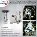 Ignition Lock Cylinder Switch & Ignition Lock Cylinder Housing | Replacement for 2000-2007 Chevy, Cadillac, GMC, H2 Vehicles | Replace#: US-312L, 924-713, D1469G