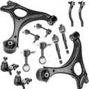 Front Lower Control Arms Suspension Kits Fit for Honda Civic 1.8L 2006 2007 2008 2009 2010 2011-12pc with Inner Outer Tie Rods, Sway Bar End Links