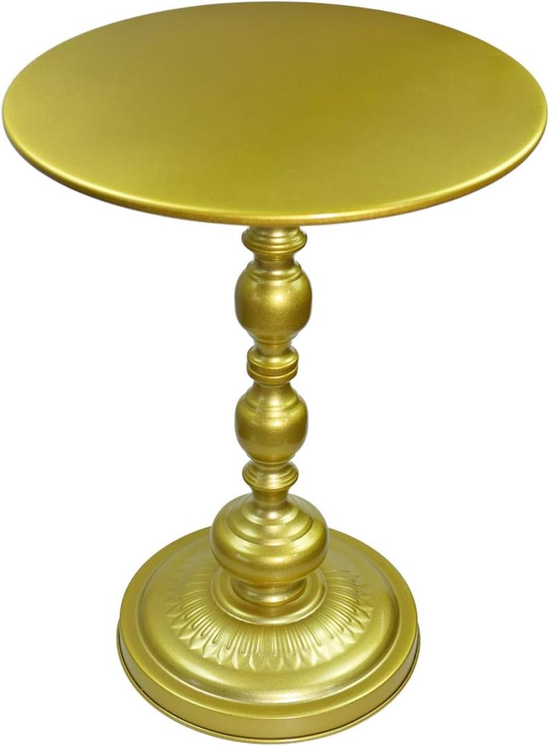 Benkyo Gold Round End Side Table Modern Metal Pedestal Spindle Side Tables for Living Room BedroomGold