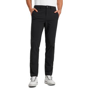 CRZ YOGA Casual Golf Pants for Men - 32" Water Resistant Lightweight Work Dress Trousers with Zipper Pockets (34, Black)