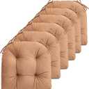 FABRICASTLE Chair Cushions Pads Non-Skid Comfortable 17" x 16" Seat Cushion Cover Set of 6 for Indoor Kitchen Dining Room Office Chairs (Camel, 6 Counts (Pack of 1))