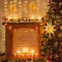 3PCS Christmas Paper Star Lantern, Lampshade 3D Paper Star Hanging Decoration Light Papers Lantern (White)