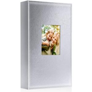 Ywlake Photo Album 4x6 300 Pockets, Leather Photo Albums Holds 300 Horizontal Only Pictures Silver