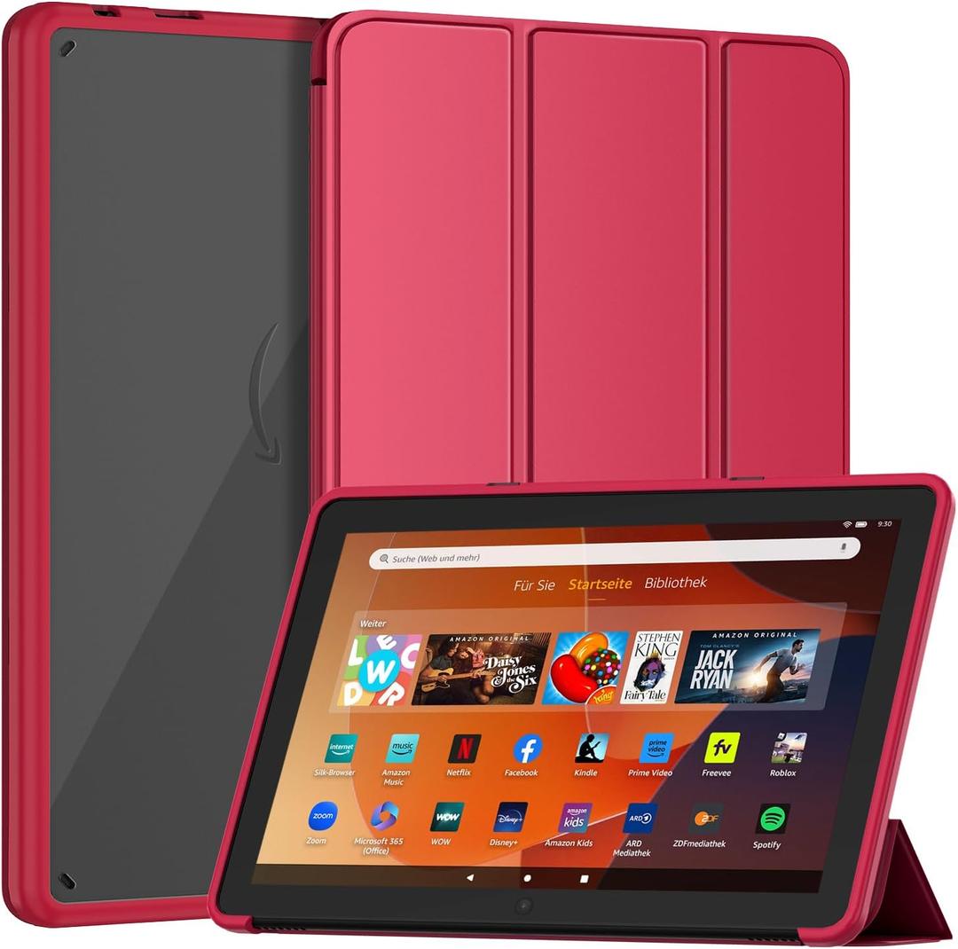 Tablet Protective Case with Auto Wake/Sleep Function, Incompatible with TCL Nokia -Red