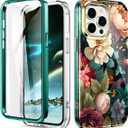Cute Flower Case for iPhone 15 Pro 6.1 inch Built with Screen Protector, Lightweight and Stylish Full Body Shockproof Protective Rugged TPU Case for Women/Girls