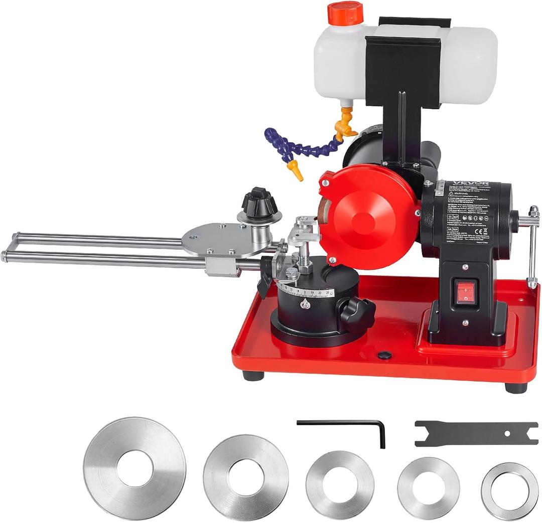 VEVOR Circular Saw Blade Sharpener with Water Tank, 370W 3590RPM Rotary Angle Mill Grinder, Water Injection Sharpening Machine with 5" Grinding Wheel - Fits Φ3.2 to Φ27.5 Circular Saw Blades