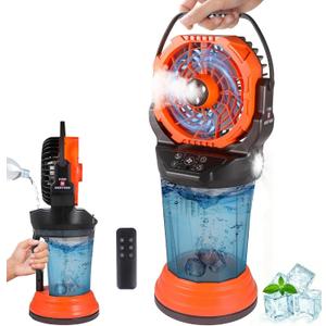 Fotgear Portable Misting Fan - 2026 New Mist Fan with 3 Spray Nozzles, 2 Spray Modes & 2L Water Tank, 20000mAh Battery & Remote, 120 Auto Oscillating, RGB Lights & Flashlight for Camping Patio Beach