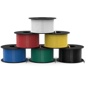 NAOEVO 20 Gauge Wire 300ft, 20 AWG Wire 6 Colors 50ft Each Spool, Flexible Silicone Tinned Copper Electrical Cable, Wiring kit for Breadboard/Automotive/DIY/Battery, 200 NAOEVO 20 Gauge Wire 300ft, 20 AWG Wire 6 Colors 50ft Each Spool, Flexible Silicone Tinned Copper Electrical Cable, Wiring kit for Breadboard/Automotive/DIY/Battery, 200