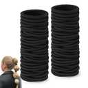 3 x 100 Count Hair Ties 6MM Black Rubber Bands for Hair Pain-Free for Ponytails, Seamless Thick Elastic Hair Ties No Damage