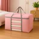 4 Pack Extra Large Moving Bags 90L with Clear Window, Heavy Duty Storage Totes with Zippers & Handles, College Packing Bags for Clothes, Boxes, Camping & Moving Supplies, Pink