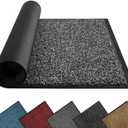 Mibao Front Door Mat, Dirt Trapper Welcome Mat for Outdoor Indoor, Non-Slip Waterproof Doormat, Durable Machine Washable Low Profile Entry Rug for Back Door Outside Patio Porch, 29.5" x 17", Grey
