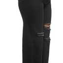 THUNDER STAR Womens High Waisted Wide Leg Jeans Stretchy Distressed Denim Pants (Black, M)