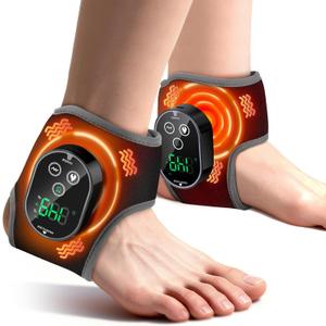 2PCS Cordless Neuropathy Foot Massager, Ankle Heating Pad for Pain Relief, Rechargeable Foot and Ankle Massage for Circulation, Heated Ankle Wrap, Black