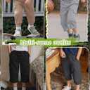 5 Pack Boys' Capris Pants Cargo Cropped Sweatpants Wide Leg Elastic Waist Drawstring 3/4 Short with 4 Pockets
