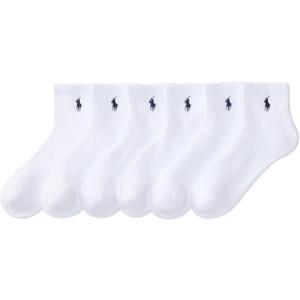 POLO RALPH LAUREN Men's Performance Cotton Quarter Socks (12-17, White)