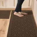 COSY HOMEER 48x20 Inch/30X20 Inch Kitchen Rug Mats Made of 100% Polypropylene 2 Pieces Soft Kitchen Mat Specialized in Anti Slippery and Machine Washable,Brown