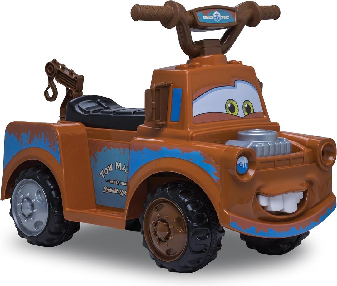 Kid Trax Toddler Disney Cars 3 Tow-Mater Electric Quad Ride-On, Kids 1.5-3 Years Old, 6 Volt Battery and Charger Included, Max Weight 45 lbs, Tow-Mater brown, Large