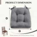 HARBOREST Chair Cushions for Dining Chairs Set of 4 - Chenille Tufted Kitchen Chair Cushions with Ties and Non-Slip Bottom, Foam Chair Pads for Dining Chairs, 17" x 17", Grey