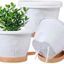 XMPBFYH Plant Pots, Flower Pots for Indoor/Outdoor Plants, Self Watering Plastic Planters Pots with Drainage Holes, Saucer & Reservoir, Decorative Nursery Planting Pots(10 Inch Set of 4)