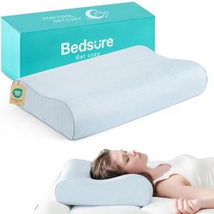 Bedsure Cervical Neck Pillow for Sleeping, Odorless Memory Foam with Cool-Touch Ice Pillowcases, Ergonomic Contour Pain Relief, Orthopedic Pillow for Neck Support for Side, Back, Stomach Sleepers ﻿