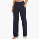 Women's Relaxed Fit Dri-More Core Cotton Blend Yoga Pants, Navy, XXL Petite, 2XL