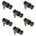 NCSEN 6-Pack Matte Black Door Knobs,Interior Door Knob with Lock,Coastal Style Door knob for Privacy and Bedroom (Bath or Privacy)