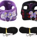 LIZEALUCKY Pack of 2 Small Pet Harness with Bowknot and Bell Decor, No Pull Comfort Padded Vest Guinea Pig Striped Harness and Leash Set for Ferret, Rats, Iguana, Hamster, Bearded Dragon