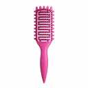 Curl Defining Brush for Curly Hair, Vented Detangling Hair Brush for Wet and Dry Styling, Curved Brush for Shaping and Smoothing Curl Clumps, Lightweight Hair Brush (Red)