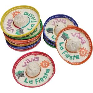 Mini Mexican Sombrero, Pack of 12 Viva Fiesta - 2.25 Inches Wide Mini Hats for Cinco De Mayo Party for Bottles