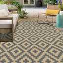 SAND MINE Reversible Mats, Plastic Straw Rug, Modern Area Rug, Large Floor Mat and Rug for Outdoors, RV, Patio, Backyard, Deck, Picnic, Beach, Trailer, Camping, Grey & Tan, 5' x 8'