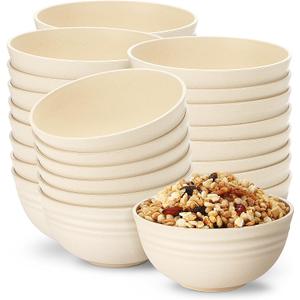 Geosar 18 Pcs Unbreakable Cereal Bowls 24 Oz Microwave and Dishwasher Safe Wheat Straw Fiber Lightweight Bowl for Soup Kitchen Serving Salad Dishes Oatmeal (Beige)