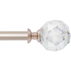 3/4 Inch Diameter Adjustable Curtain Metal Rod with Round Clear Acrylic Ball Finials28 to 48 Inch Nickel