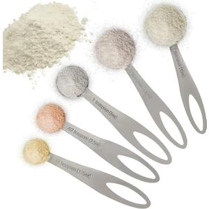 EHOMEA2Z 5-Piece Stainless Steel Measuring Spoon Set for Cooking and Baking, Heavy Duty, Fits in Spice Jars, Accurate for Dry and Liquid Ingredients