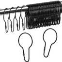Queekay Metal Shower Curtain Hooks Hanging Clips Metal Curtain Rings Practical Reusable Shower Hangers for Bathroom Bedroom Kitchen Home Applications(Black,60 Pieces)