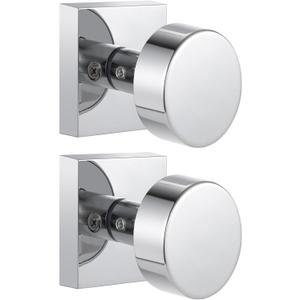 coolnews 2 Pack Polished Chrome Dummy Door Knobs Interior, Single Sided Square Modern Dummy Door Knob Door Handle for Hall/Closet