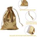 Pack of 100 6"x 8" Heavy Duty Gold Drawstring Bags With Tags, Pouches Wedding Party Christmas Favor Gift Candy Chocolate Bags (Gold, 6"x 8")