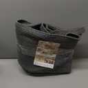 Large Woven Baskets for Storage, 22.8" x 22.8" x 13" Blanket Storage Living Room, Baby Toy Basket for Clothes, Pillows, Towels, Shoe Basket for Entryway (90L, Dark Grey)  