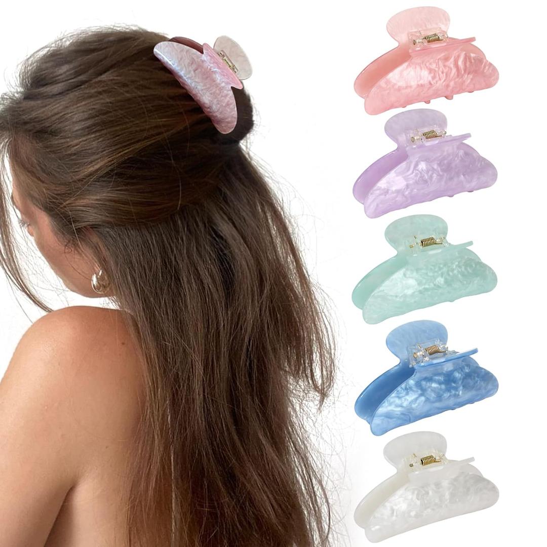 5Pcs Hair Claw Clips Medium Hair Clips for Thick/Thin Hair Strong Hold Non-slip Hair Jaw Clamp Styling Hair Accessories for Women and Girls