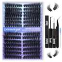 Pre-made Cat Eye Lash Extension Kit Lash Clusters Kit 9-16mm Wispy Cluster Eyelash Extension Kit 80D+100D Individual Eyelashes with Lash Bond and Seal, Lash Tweezers by Geeneiya
