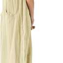 HOTIAN Womens Jumpsuits Overalls Summer V Neck Sleeveless Causal Wide Leg Jumpers Rompers with Pockets Beige (Yellow, M)