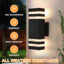 Dusk to Dawn Outdoor Lighting Wall Mount, Porch Lights Outdoor Wall Lamps for Patio Waterproof 14W LED Exterior Light Fixture Sconce Lights for House Hallway Garden Corridor, 2 Layer-1 Pack