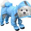 Dog Raincoat with Hood, Waterproof Full-Coverage Reflective Rain Jacket Quick-Drying Rain Poncho and Shoes for Small Medium Large Dogs,Blue,S (SBack Length 8'')