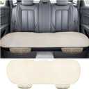 Car Back Seat Cover, Breathable Linen Anti-Slip Vehicle Rear Split Bench Protector with Side Pocket, Auto Backseat Bottom Protection Cushion, Universal for Truck SUV Van (Beige)