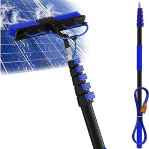 Buyplus 30FT Reach Solar Panel Cleaning Brush Kit with 5-24FT Telescoping Pole, Water Fed Window Cleaner Tool with 20" Brush, Soap Dispenser